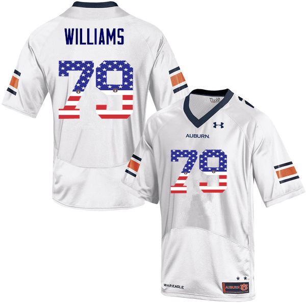 Men's Auburn Tigers #79 Andrew Williams USA Flag Fashion White College Stitched Football Jersey
